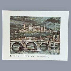 Vintage 1974 Krisarts Heidelberg Blick vom Philosophenweg Art Print M Legendre